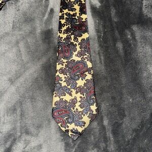 Vintage Claybrooke Mens Classic 100% Silk‎ Paisley Abstract Pattern Neck Tie